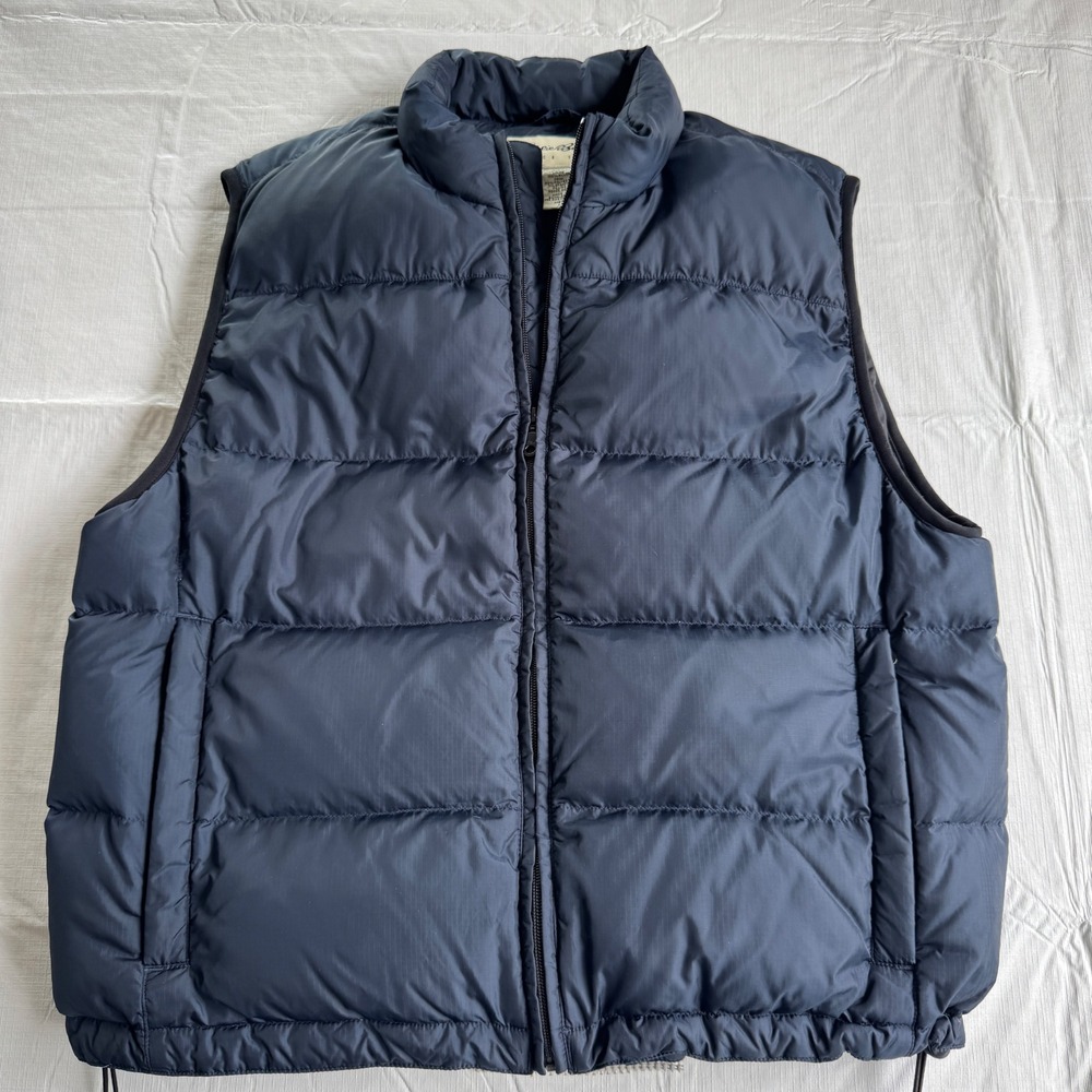 Eddie Bauer Mens Goose Down‎ Puffer Vest Navy Blue Large Full Zip Winter Gilet